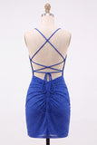 Bodycon Beaded Spaghetti Straps Red Homecoming Dress