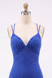 Bodycon Beaded Spaghetti Straps Red Homecoming Dress