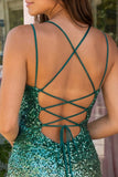 Sparkly Green Bodycon Short Homecoming Dress with Lace-up Back