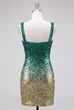 Sequin Bodycon Royal Blue and Gold Short Homecominmg Dress