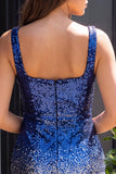 Sequin Bodycon Royal Blue and Gold Short Homecominmg Dress
