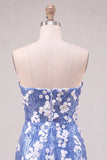 Blue Strapless Bodycon Sequin Homecoming Dress
