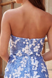 Blue Strapless Bodycon Sequin Homecoming Dress