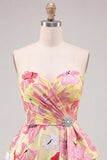 Sweetheart Pink Floral Applique A Line Short Homecoming Dress