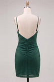 Bodycon Beaded Dark Green Homecoming Dress with Slit