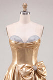 Sweetheart Metallic A Line Beaded Gold Homecoming Dress