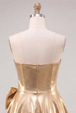 Sweetheart Metallic A Line Beaded Gold Homecoming Dress
