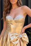 Sweetheart Metallic A Line Beaded Gold Homecoming Dress