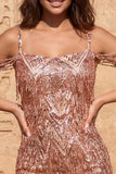 Burgundy Sequin Cold Shoulder Bodycon Short Homecoming Dress with Fringes
