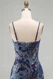 Blue Sequin Bodycon Short Homecoming Dress