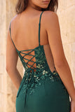 Dark Green Corset Bodycon Applique Short Homecoming Dress with Lace-up Back