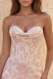 Sweetheart Light Blue Floral Jacquard Corset Bodycon Short Homecoming Dress
