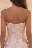 Sweetheart Light Blue Floral Jacquard Corset Bodycon Short Homecoming Dress