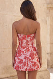 Sweetheart Light Blue Floral Jacquard Corset Bodycon Short Homecoming Dress