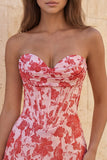 Sweetheart Light Blue Floral Jacquard Corset Bodycon Short Homecoming Dress