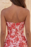 Sweetheart Light Blue Floral Jacquard Corset Bodycon Short Homecoming Dress