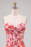 Sweetheart Light Blue Floral Jacquard Corset Bodycon Short Homecoming Dress