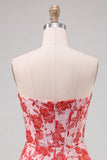 Sweetheart Light Blue Floral Jacquard Corset Bodycon Short Homecoming Dress