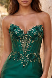 Dark Green Corset Strapless Bodycon Sequin Homecoming Dress