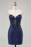 Dark Green Corset Strapless Bodycon Sequin Homecoming Dress