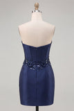 Dark Green Corset Strapless Bodycon Sequin Homecoming Dress