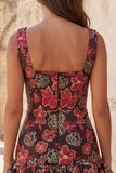 Red Flower Bateau Neck Short Homecoming Dress with Ruffles