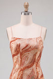 Orange Bodycon Sequin Short Homecoming Dress with Lace-up Back