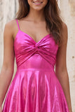 Metallic Gold A Line Tiered Spaghetti Straps Short Homecoming Dress
