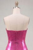 Fuchsia Metallic Sweetheart Ruched Ruffle Short Homecoming Dress