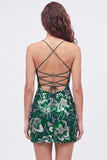 Light Green Bodycon Sequin Homecoming Dress with Lace-up Back