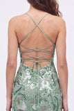 Light Green Bodycon Sequin Homecoming Dress with Lace-up Back