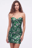 Strapless Royal Blue Sequin Bodycon Short Homecoming Dress