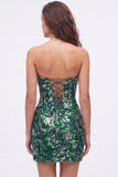 Strapless Royal Blue Sequin Bodycon Short Homecoming Dress