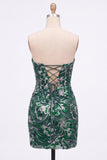 Strapless Royal Blue Sequin Bodycon Short Homecoming Dress