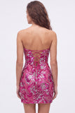 Strapless Royal Blue Sequin Bodycon Short Homecoming Dress