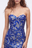 Strapless Royal Blue Sequin Bodycon Short Homecoming Dress