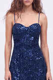Sequin Burgundy Spaghetti Straps Short Homecoming Dress with Lace-up Back