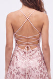 Sequin Burgundy Spaghetti Straps Short Homecoming Dress with Lace-up Back