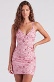 Bodycon Sequin Beaded Pink Homecoming Dress with Lace-up Back
