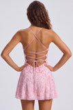 Orange Sequin Beaded A Line Homecoming Dress with Lace-up Back