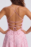 Orange Sequin Beaded A Line Homecoming Dress with Lace-up Back