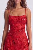 Orange Sequin Beaded A Line Homecoming Dress with Lace-up Back