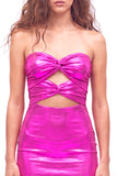Metallic Gold Bodycon Cut Out Strapless Homecoming Dress