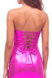 Metallic Gold Bodycon Cut Out Strapless Homecoming Dress