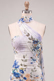 Floral Ivory Halter Bodycon Mini Dress with Sash