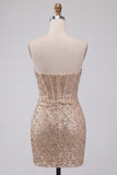Sparkly Navy Strapless Bodycon Corset Short Homecoming Dress with Sash
