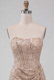 Sparkly Navy Strapless Bodycon Corset Short Homecoming Dress with Sash