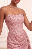 Sparkly Navy Strapless Bodycon Corset Short Homecoming Dress with Sash