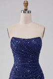 Strapless Pink Ruched Bodycon Sequin Homecoming Dress
