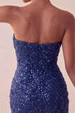 Strapless Pink Ruched Bodycon Sequin Homecoming Dress